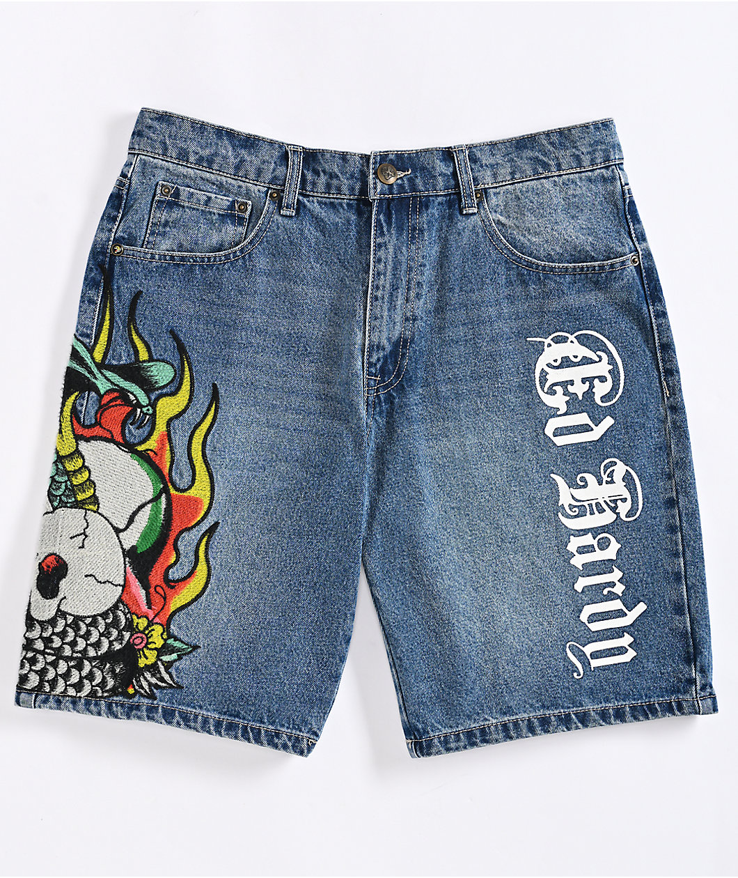 Ed Hardy Fire Cobra 2K Wash Skate Shorts