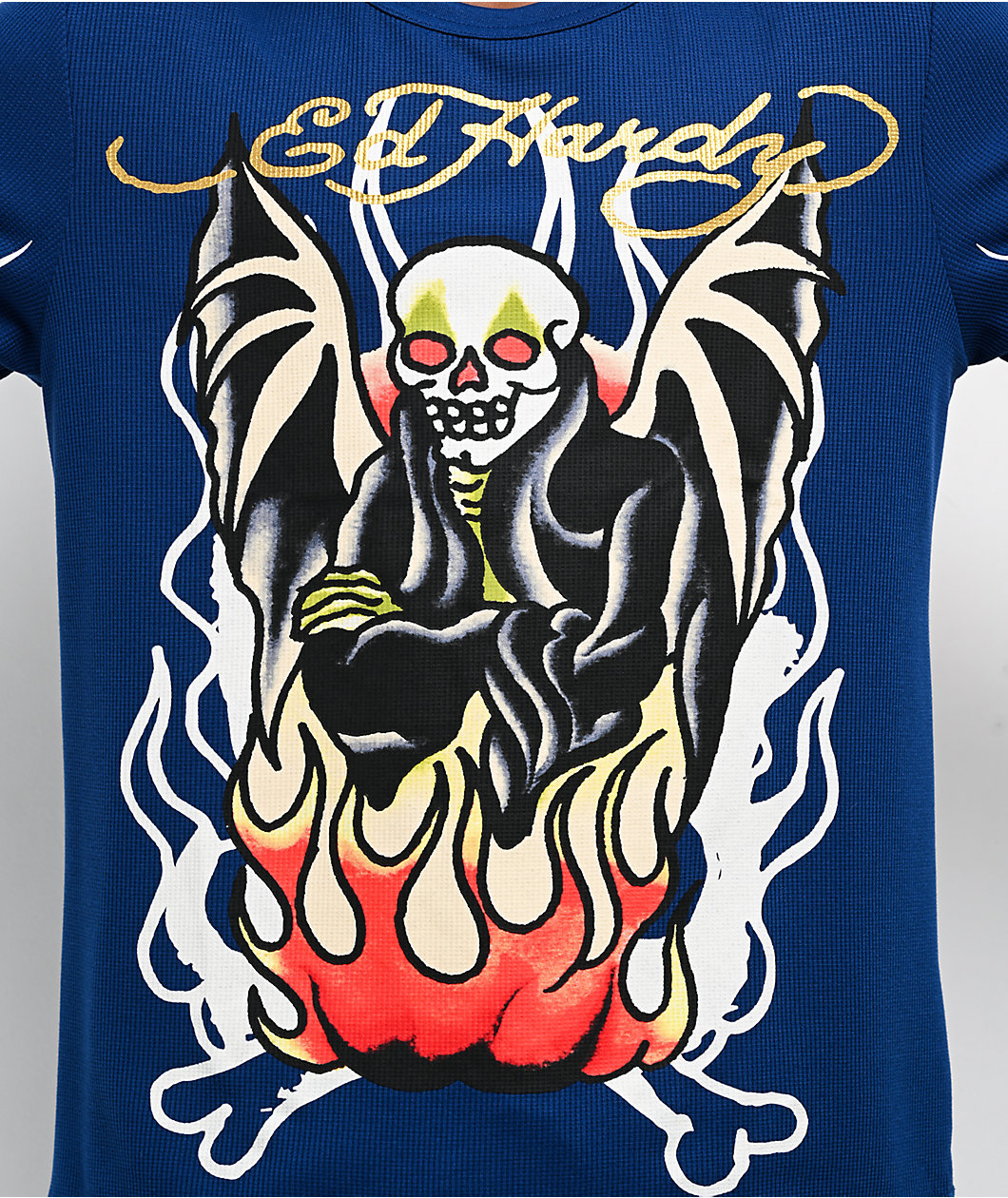 Ed Hardy Fire Lord French Blue Thermal Long Sleeve T-Shirt