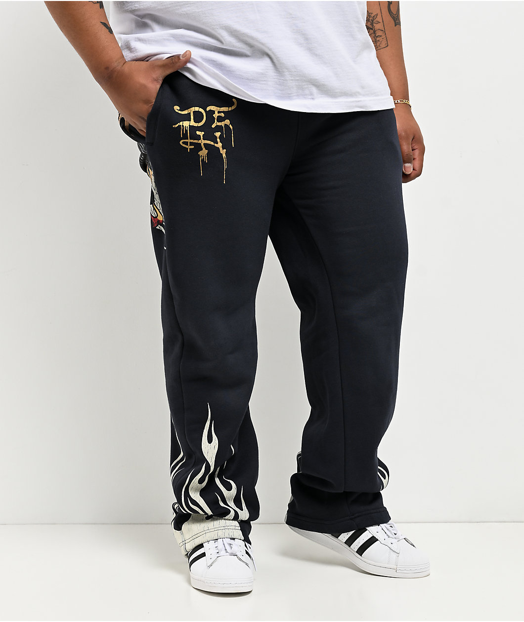 Ed Hardy Fire Lord Navy Wash Baggy Sweatpants