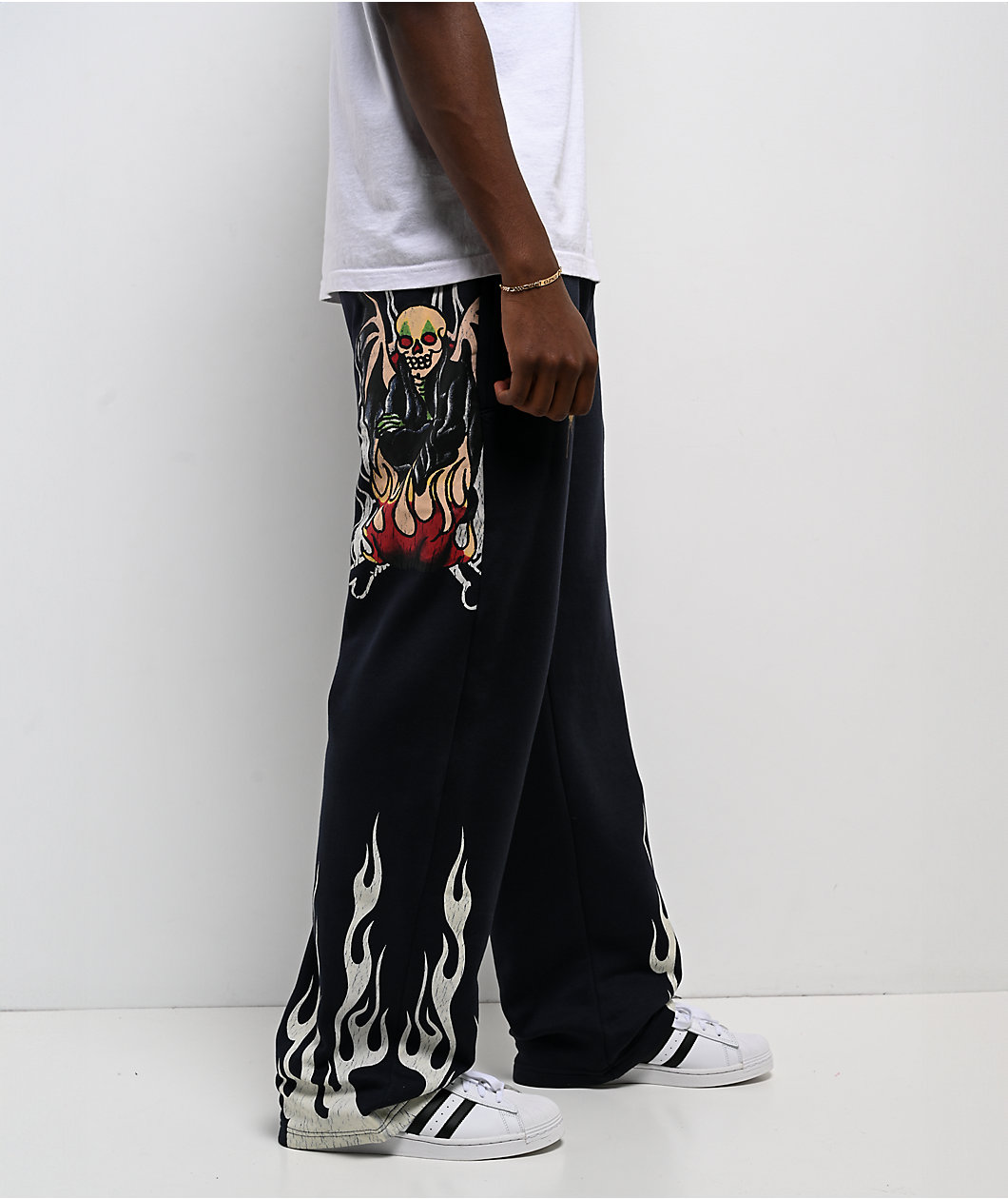 Ed Hardy Fire Lord Navy Wash Baggy Sweatpants