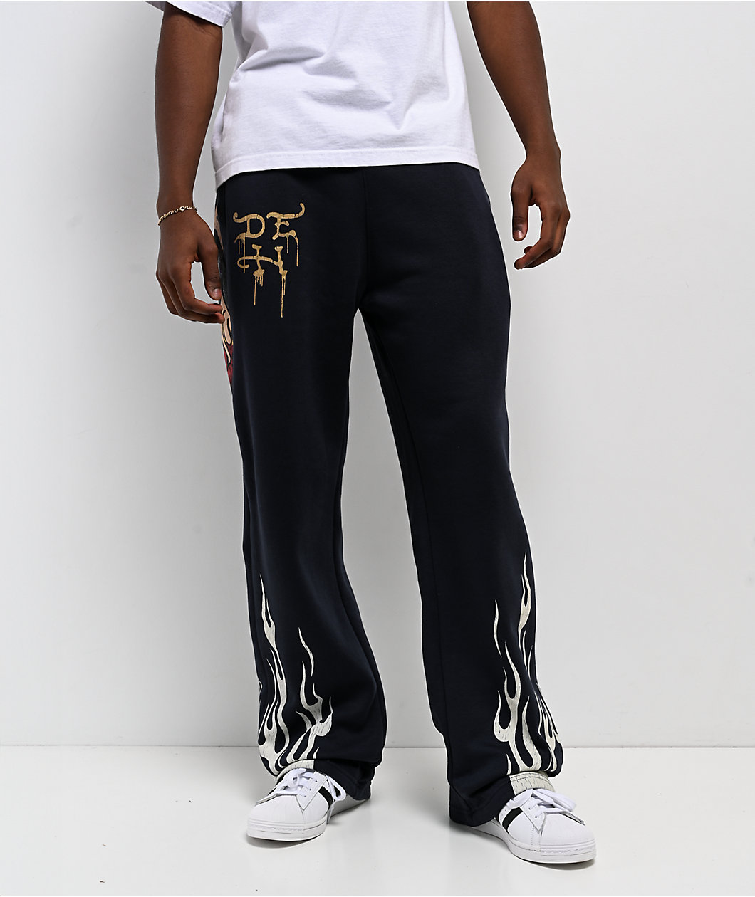 Ed Hardy Fire Lord Navy Wash Baggy Sweatpants