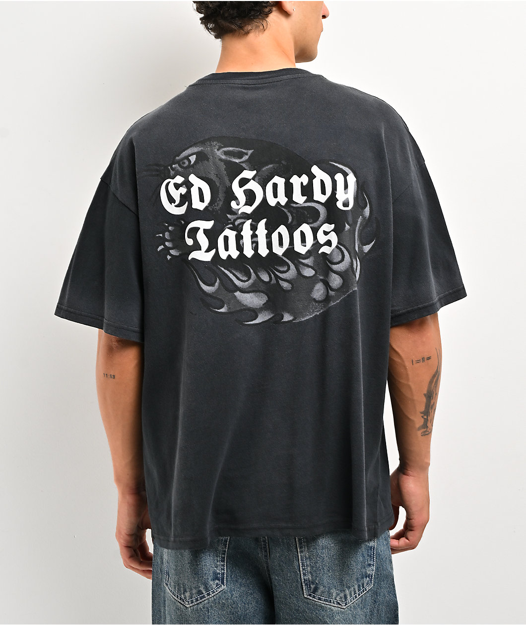Ed Hardy Fire Panther Black Wash T-Shirt