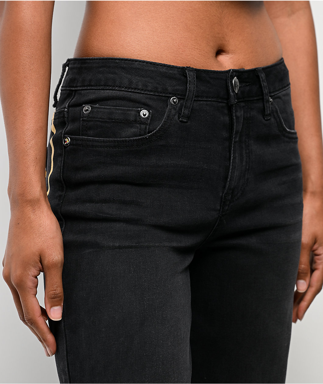 Ed Hardy Fire Skull Black Wide Leg Jeans