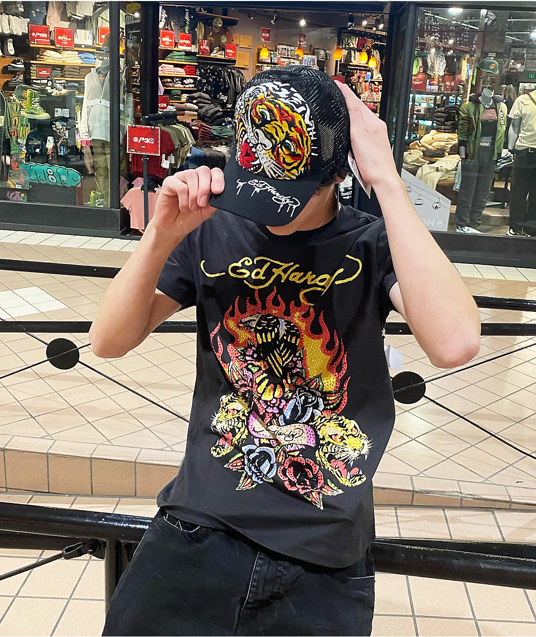 Ed Hardy Firebird Rhinestone Black T Shirt MainPlace Mall