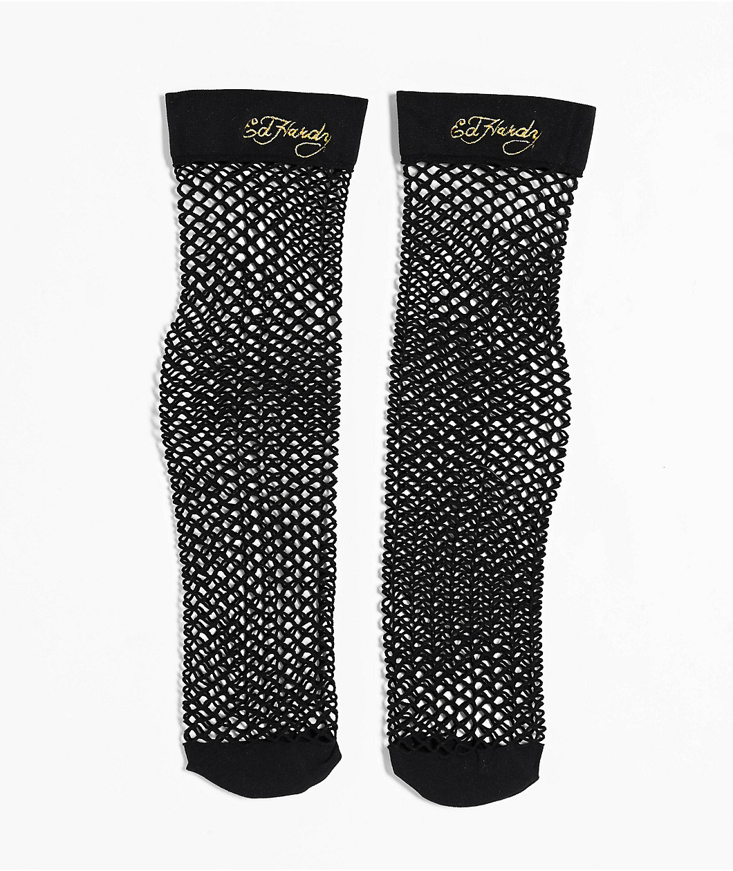 Ed Hardy Fishnet Black Crew Socks