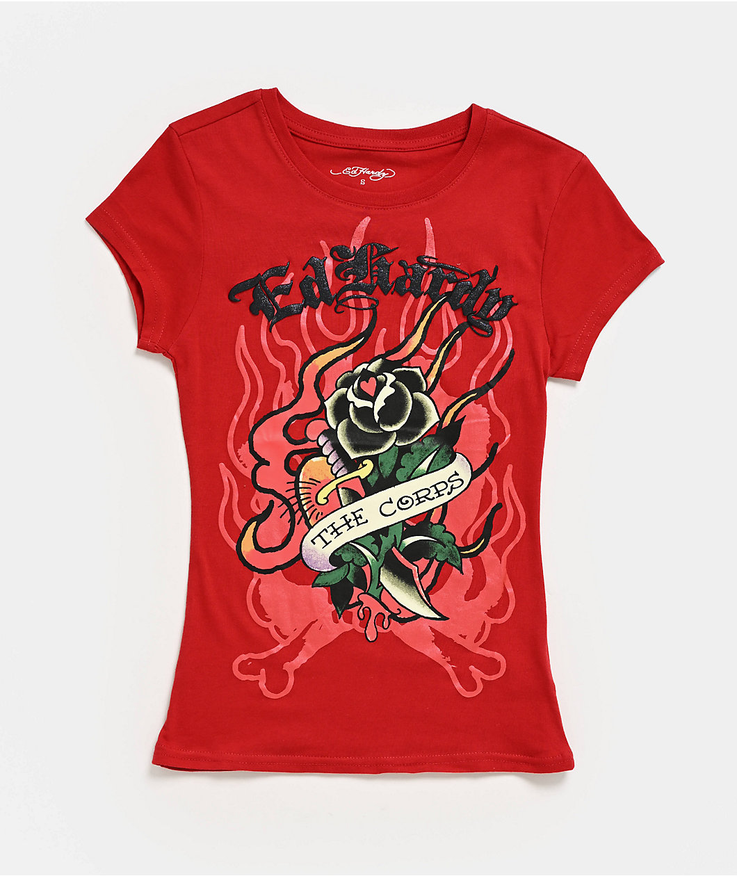 Ed Hardy Flame Rose Red T-Shirt