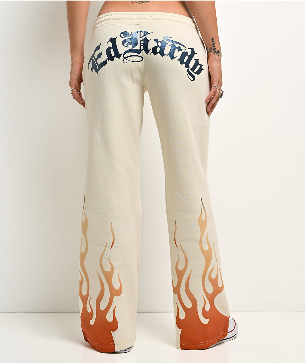 Ed Hardy Flames Cream Sweatpants