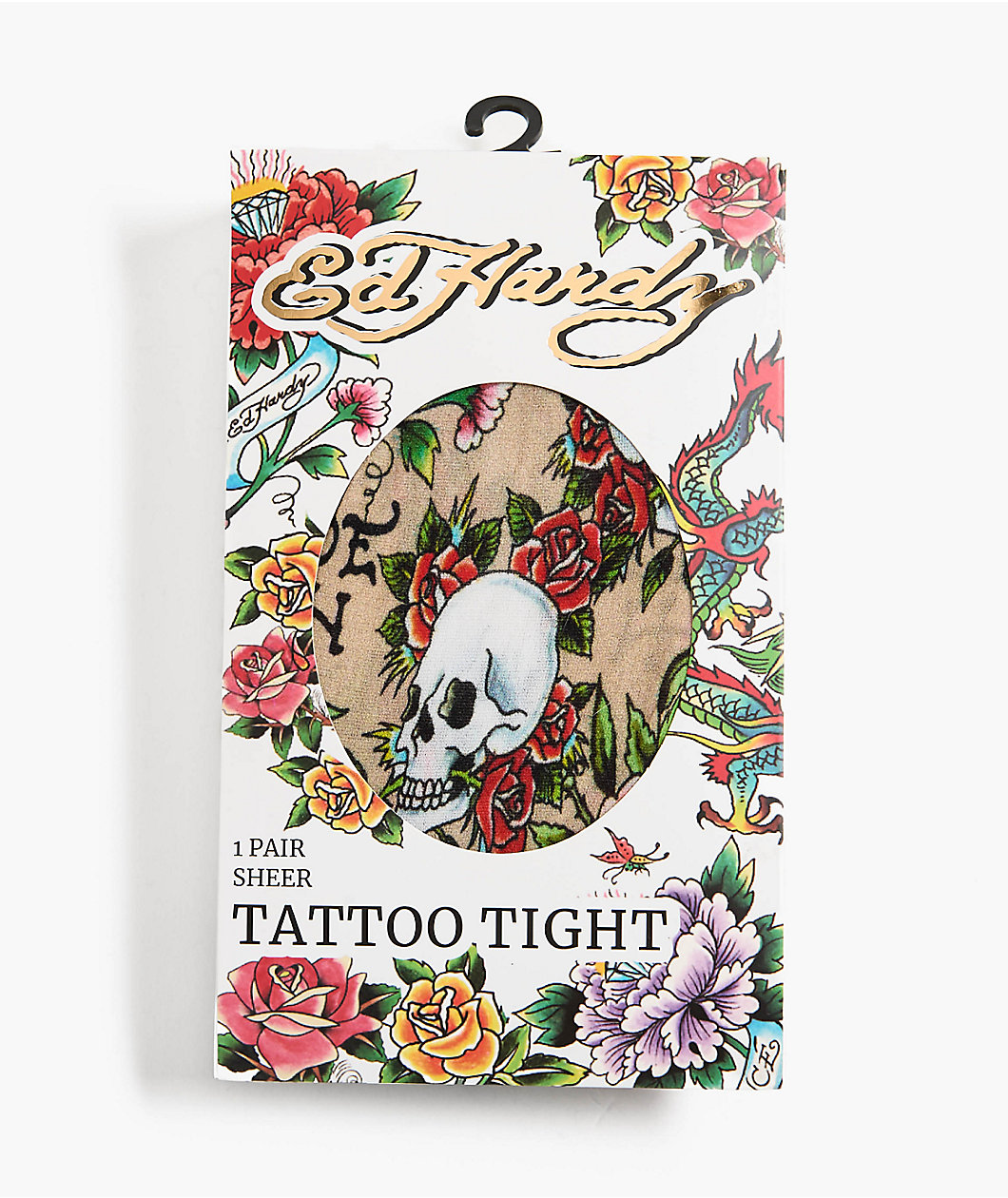 Ed Hardy Floral Tattoo Sheer Nude Tights
