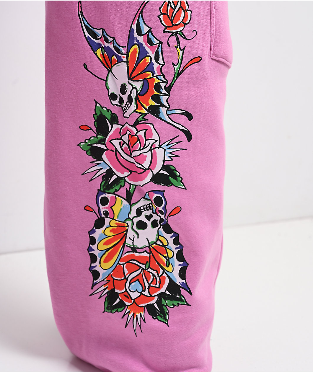 Ed Hardy Flower Skull Pink Cargo Sweatpants