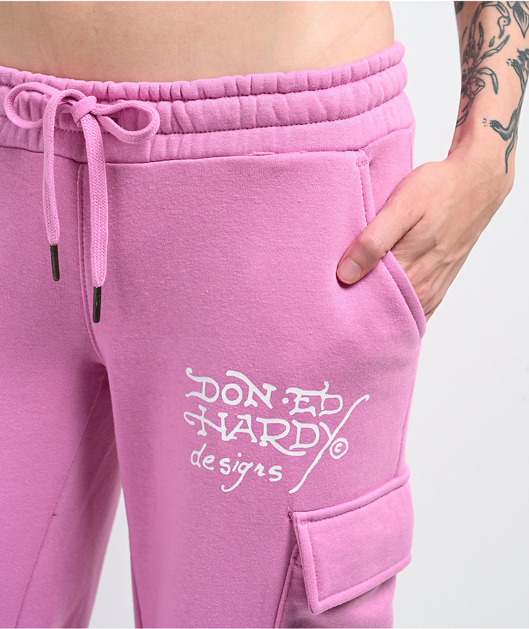 Ed Hardy Flower Skull Pink Cargo Sweatpants