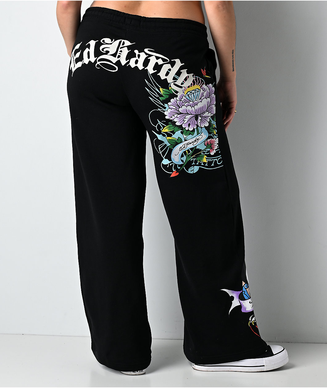 Ed Hardy Ice Flower Black Sweatpants