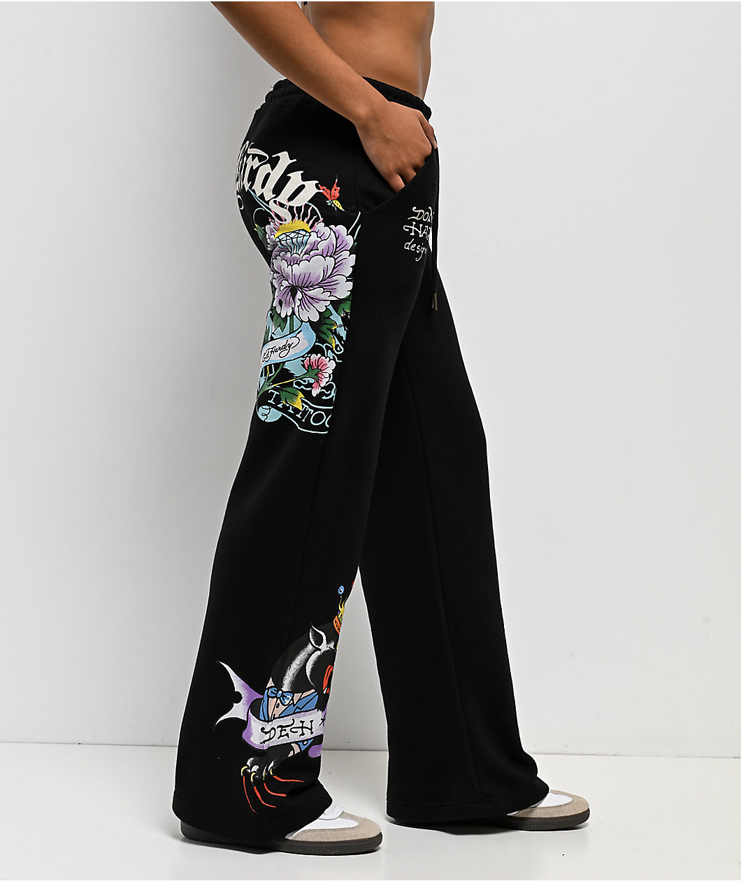 Ed Hardy Ice Flower Black Sweatpants