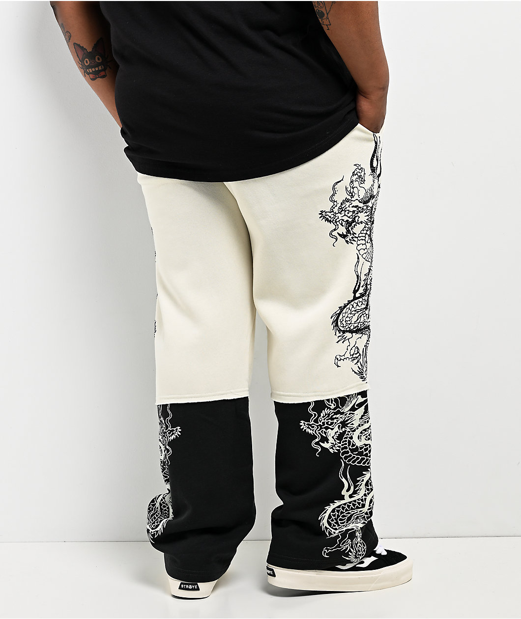 Ed Hardy Japan Dragon Ivory & Black Sweatpants