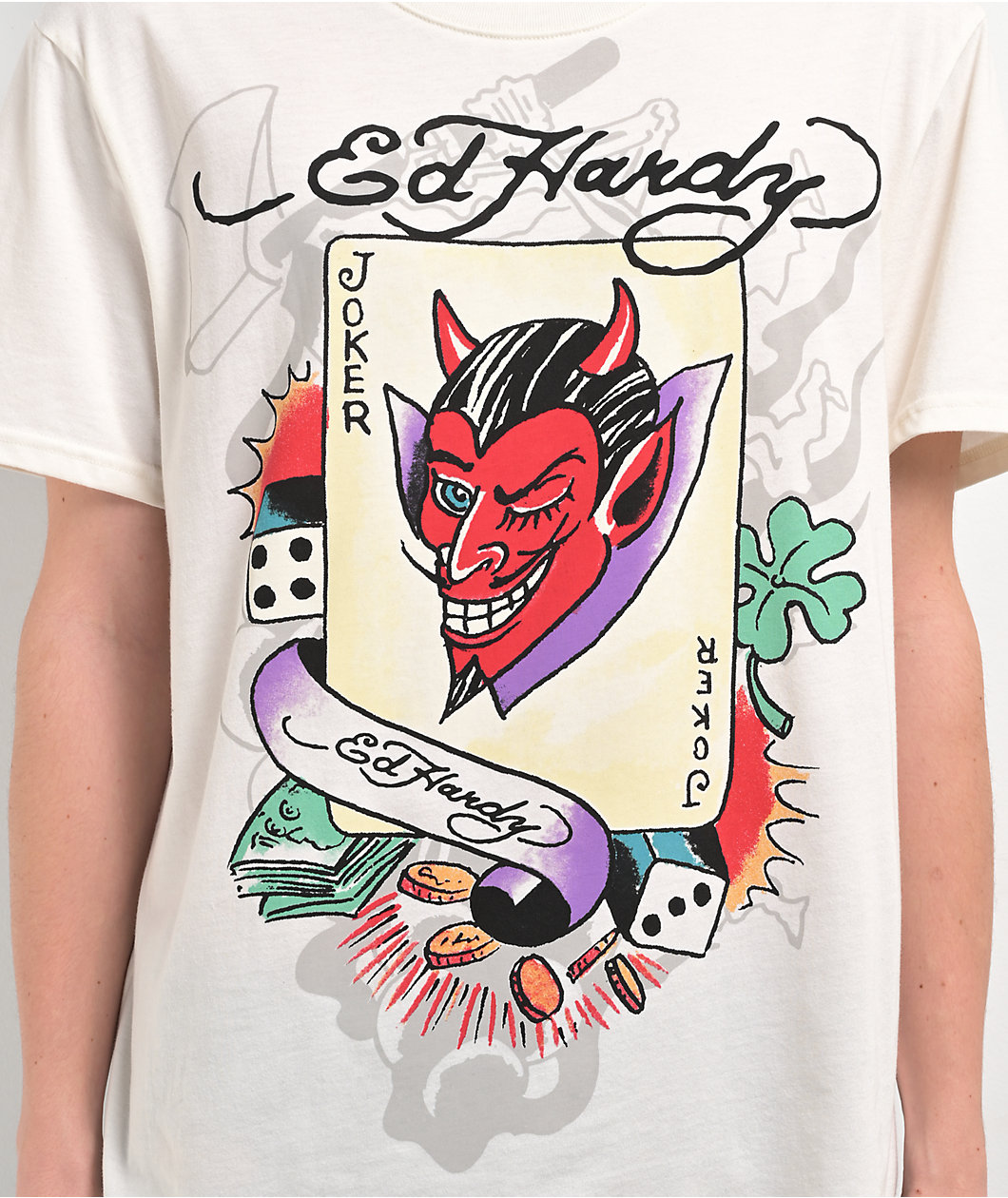 Ed Hardy Joker Ivory T-Shirt