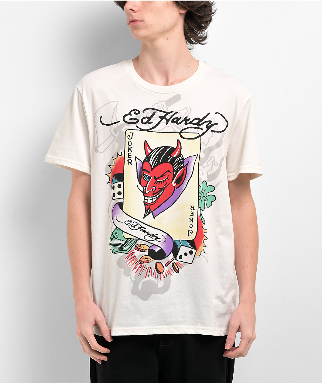 Ed Hardy Joker Ivory T-Shirt