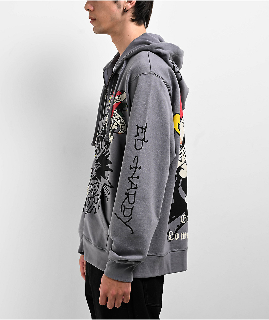 Ed Hardy LKS Skull Grey Zip Hoodie