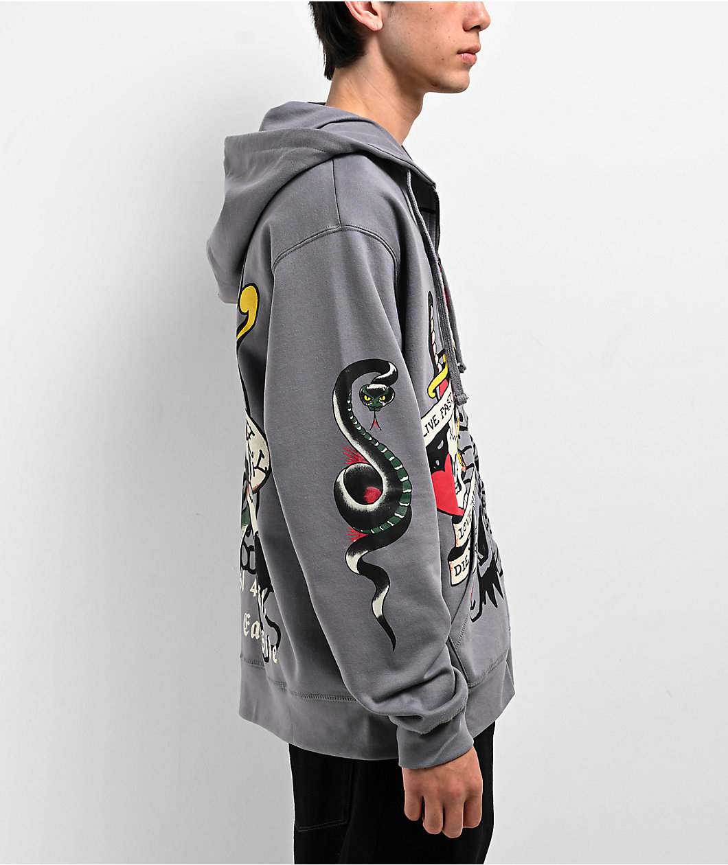 Ed Hardy LKS Skull Grey Zip Hoodie