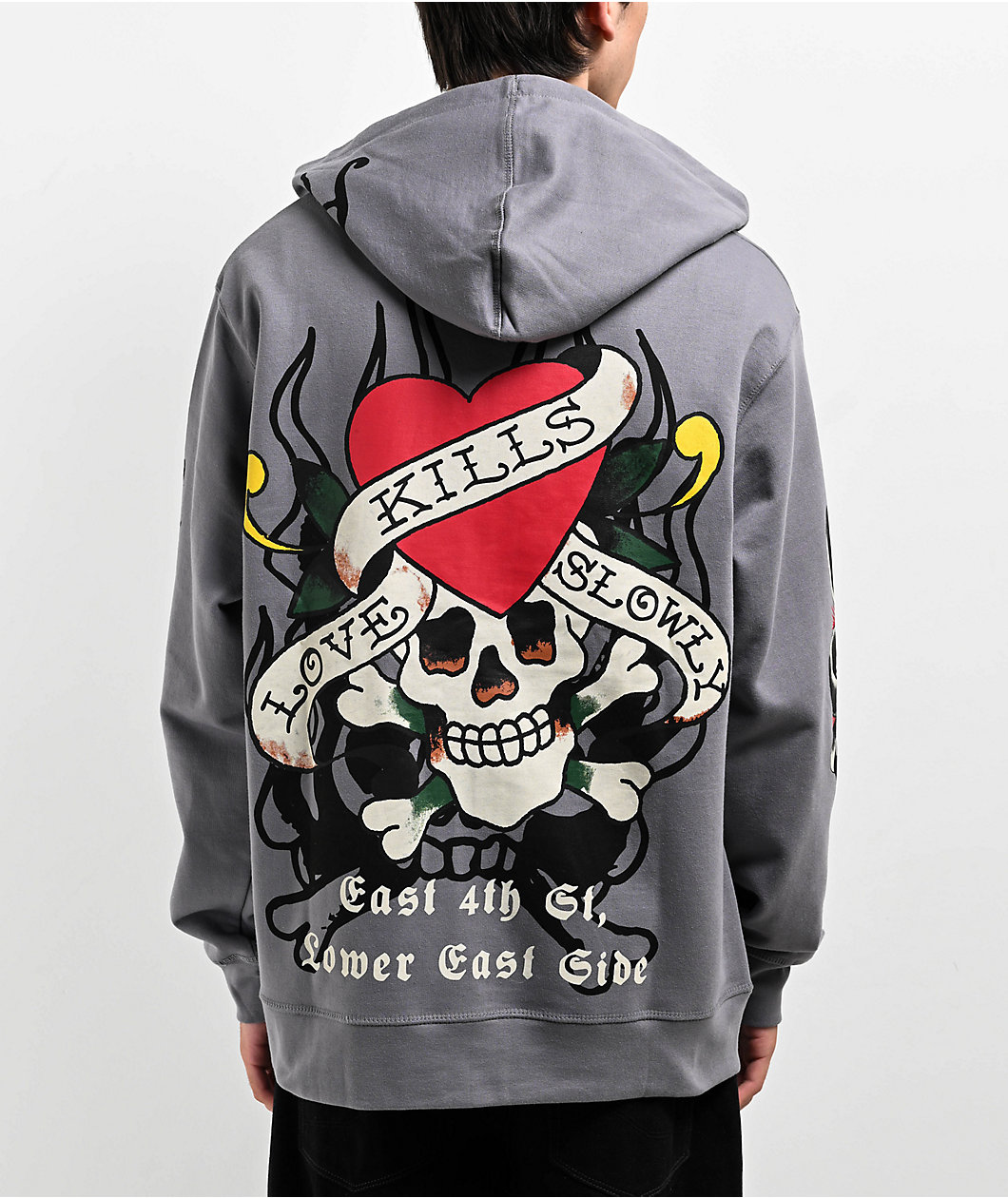 Ed Hardy LKS Skull Grey Zip Hoodie