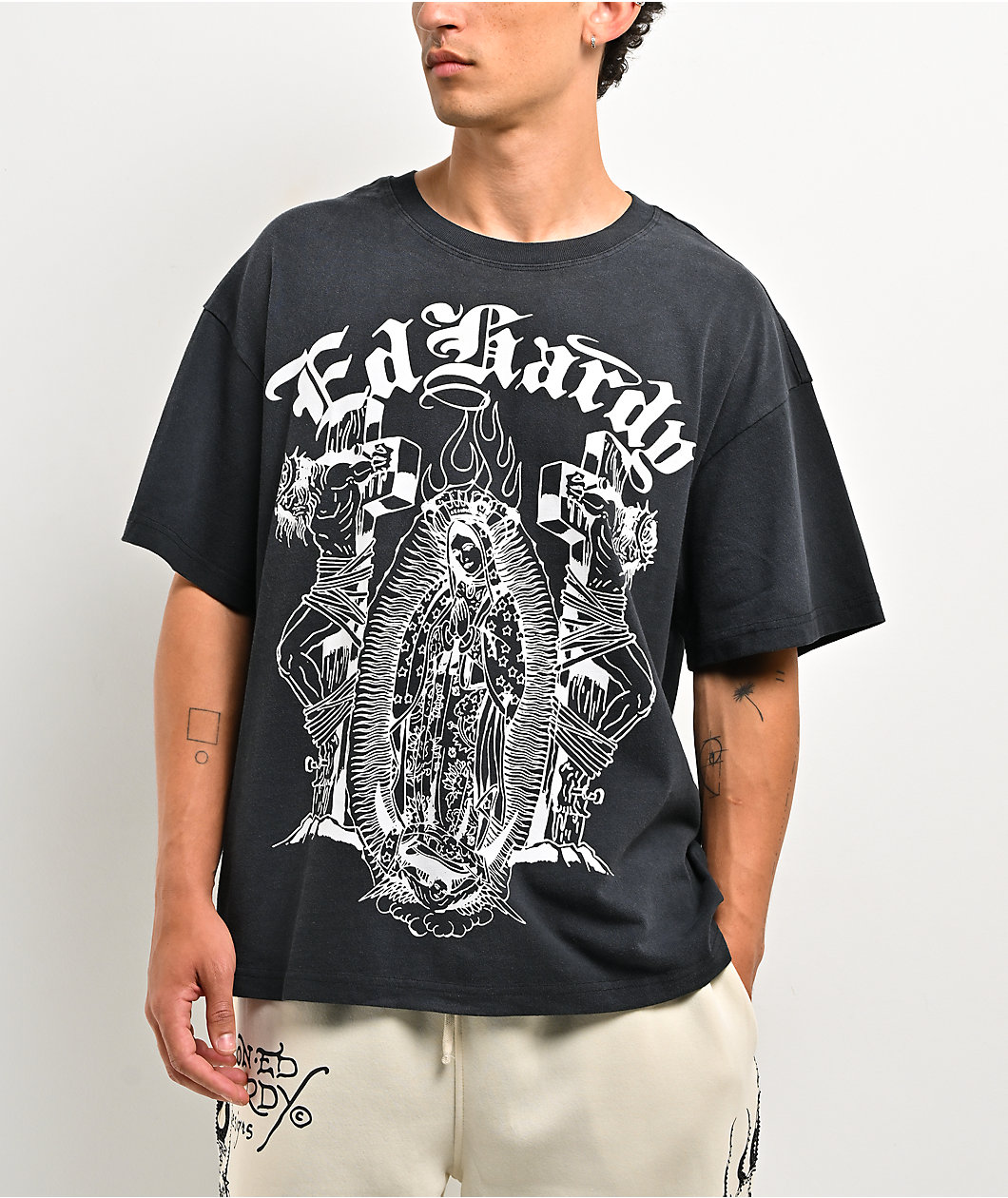 Ed Hardy Lord Mary Black Wash T-Shirt