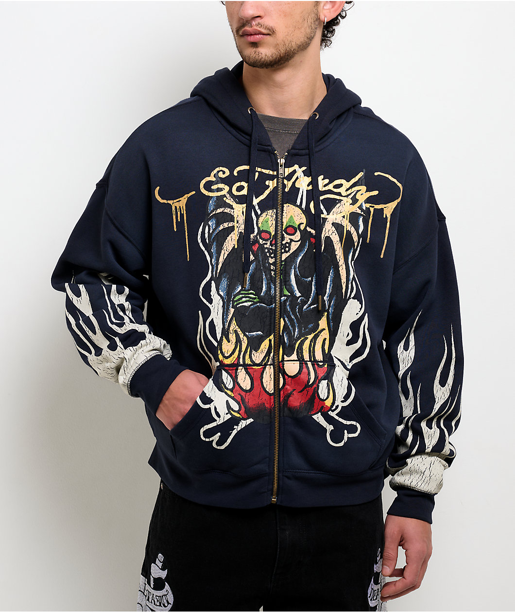 Ed Hardy Lord Sunfade Navy Zip Hoodie