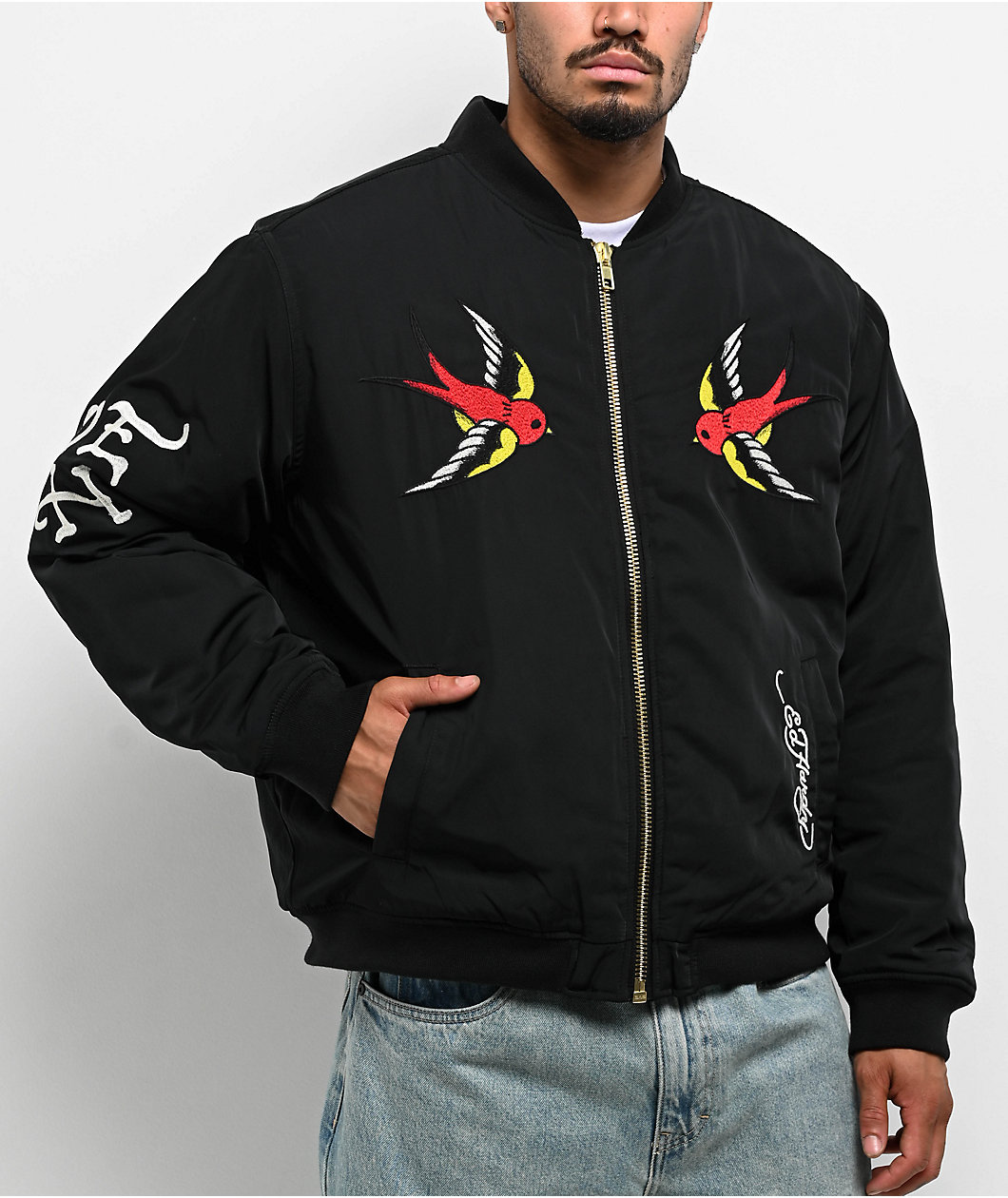 Ed Hardy Love Kills Slowly Black Bomber Jacket