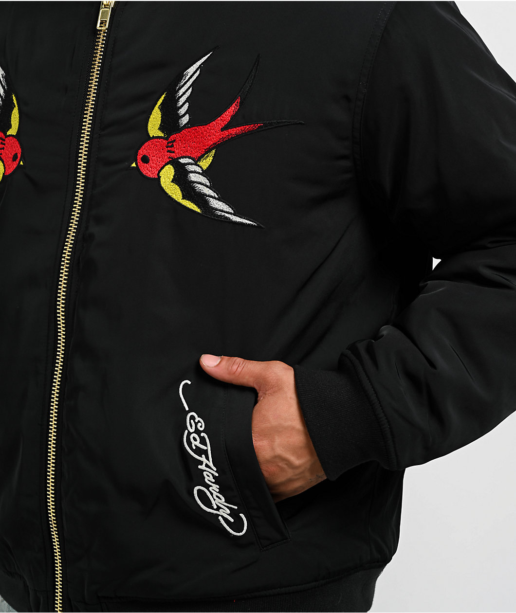 Ed Hardy Love Kills Slowly Black Bomber Jacket