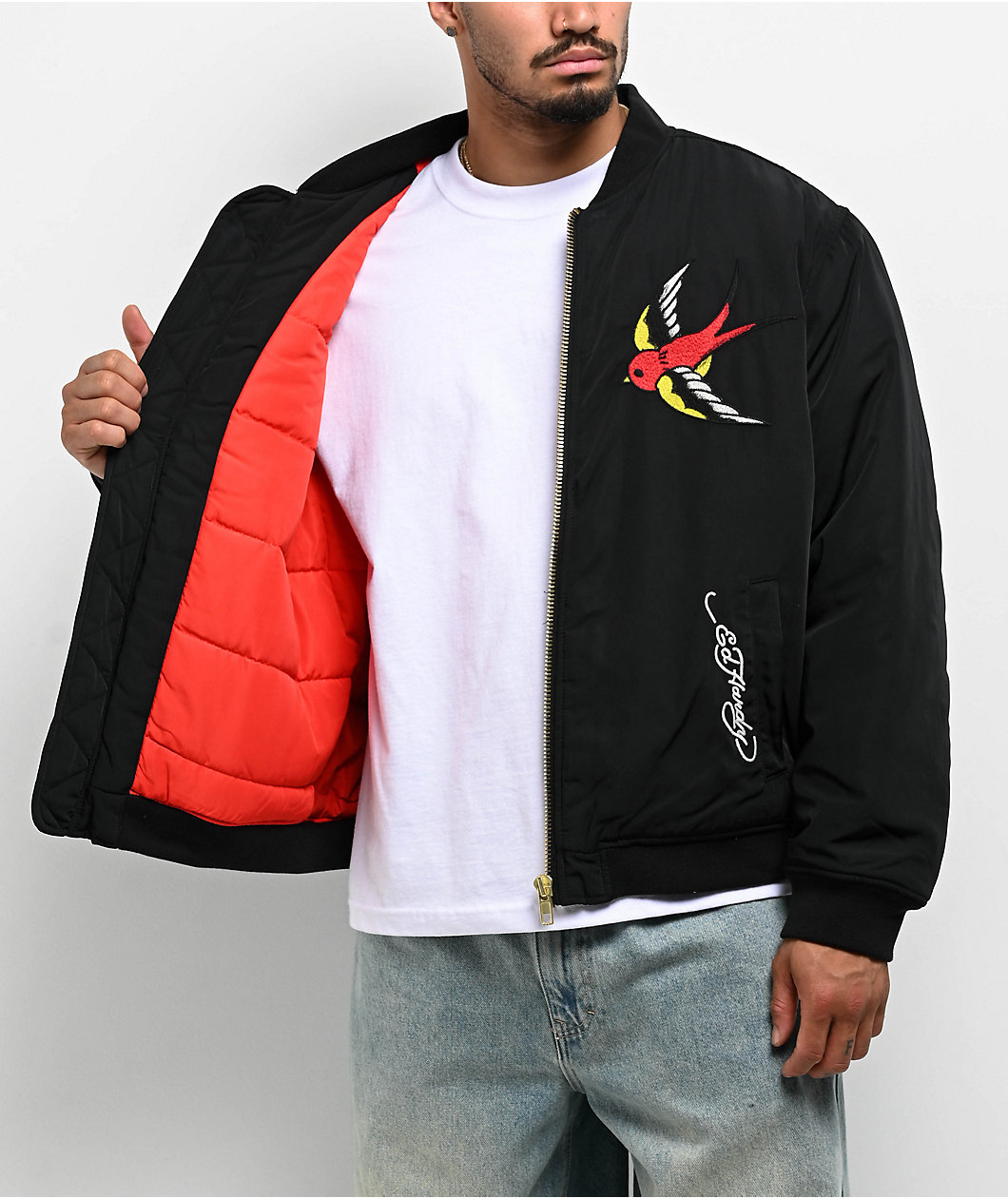 Ed Hardy Love Kills Slowly Black Bomber Jacket