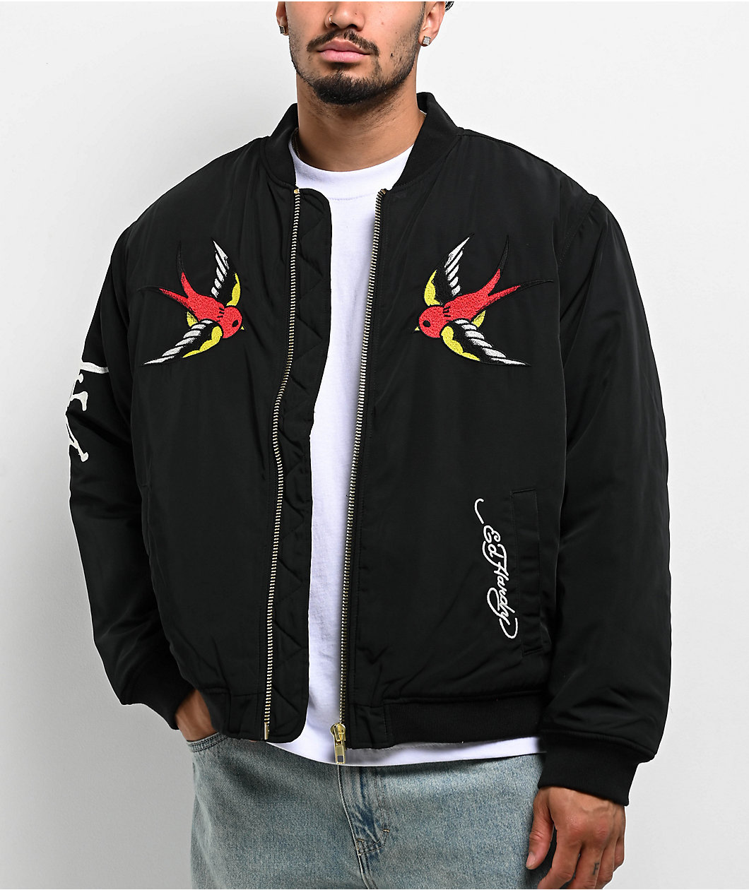 Ed Hardy Love Kills Slowly Black Bomber Jacket