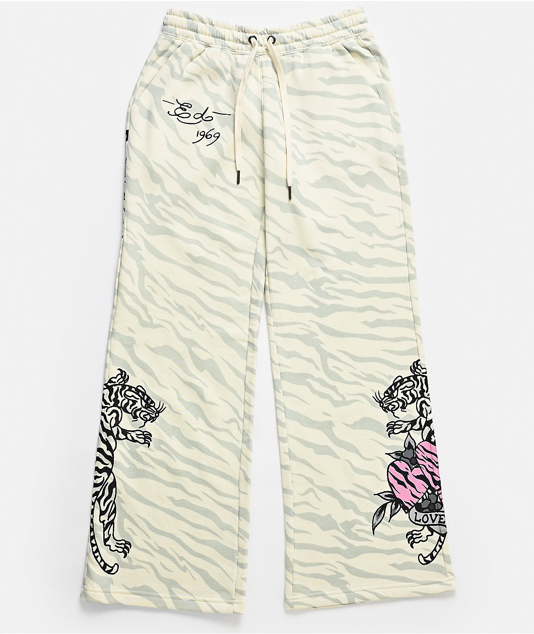 Ed Hardy Love Kills Slowly Zebra Natural Sweatpants