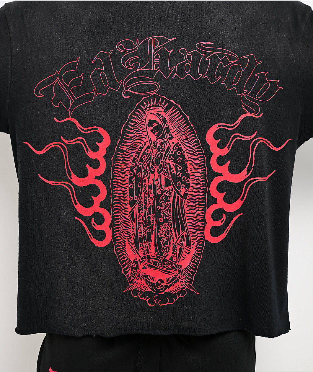Ed Hardy Mary Dragons Black Boxy Crop T-Shirt