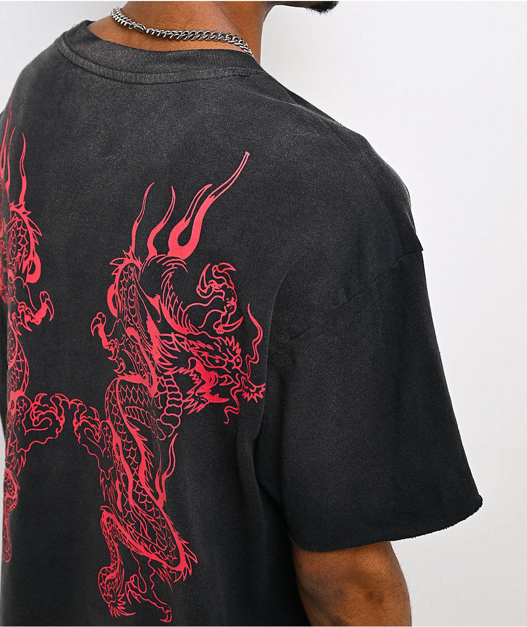 Ed Hardy Mary Dragons Black Boxy Crop T-Shirt