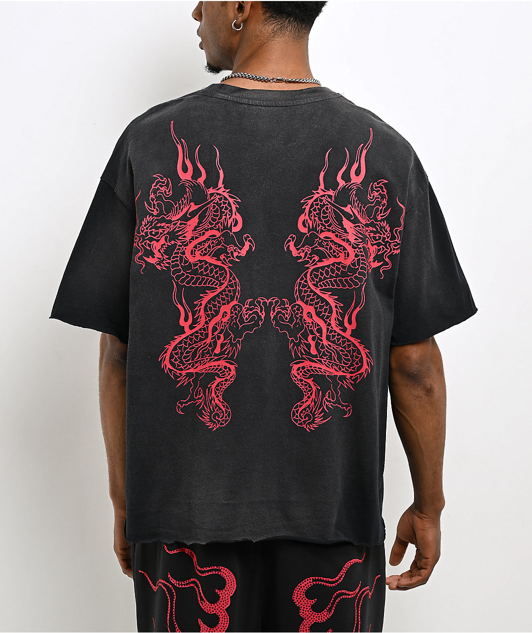 Ed Hardy Mary Dragons Black Boxy Crop T-Shirt