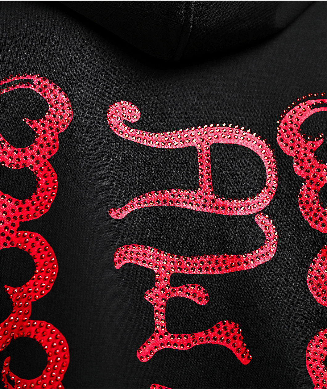 Ed Hardy Mary Dragons Black Boxy Crop Zip Hoodie