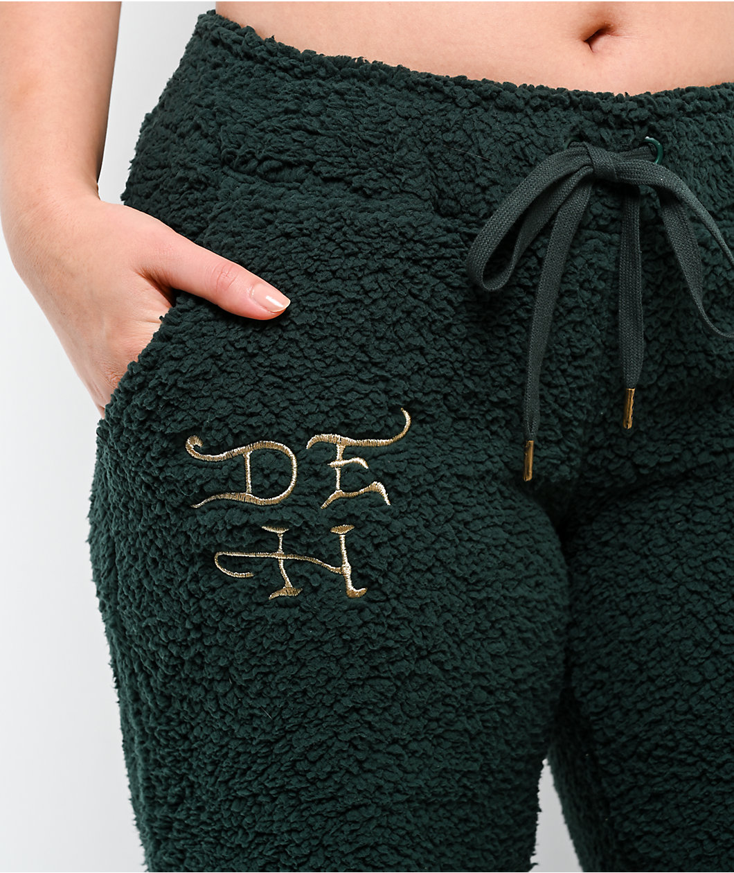 Ed Hardy Mary Green Sherpa Wide Leg Sweatpants