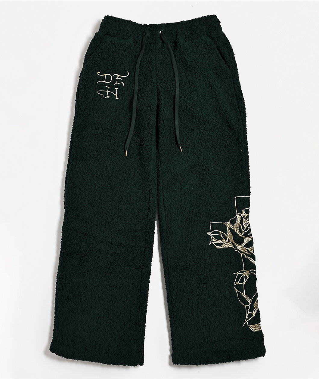Ed Hardy Mary Green Sherpa Wide Leg Sweatpants