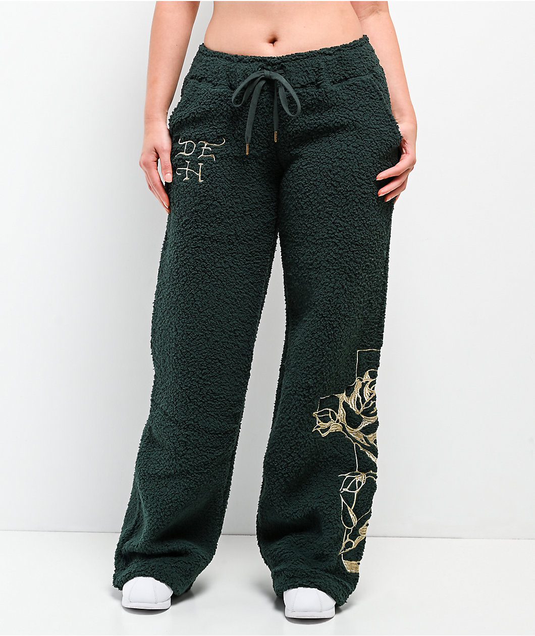 Ed Hardy Mary Green Sherpa Wide Leg Sweatpants