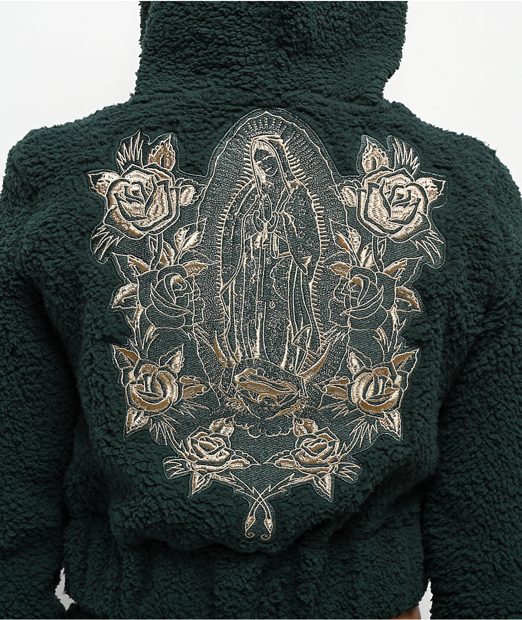 Ed Hardy Mary Green Sherpa Zip Hoodie