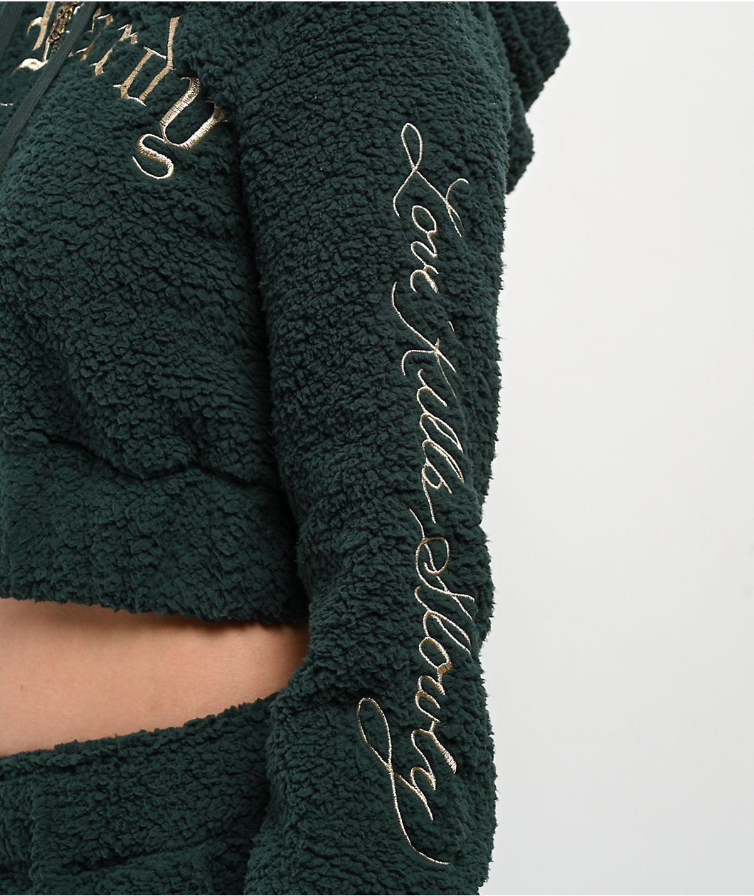 Ed Hardy Mary Green Sherpa Zip Hoodie