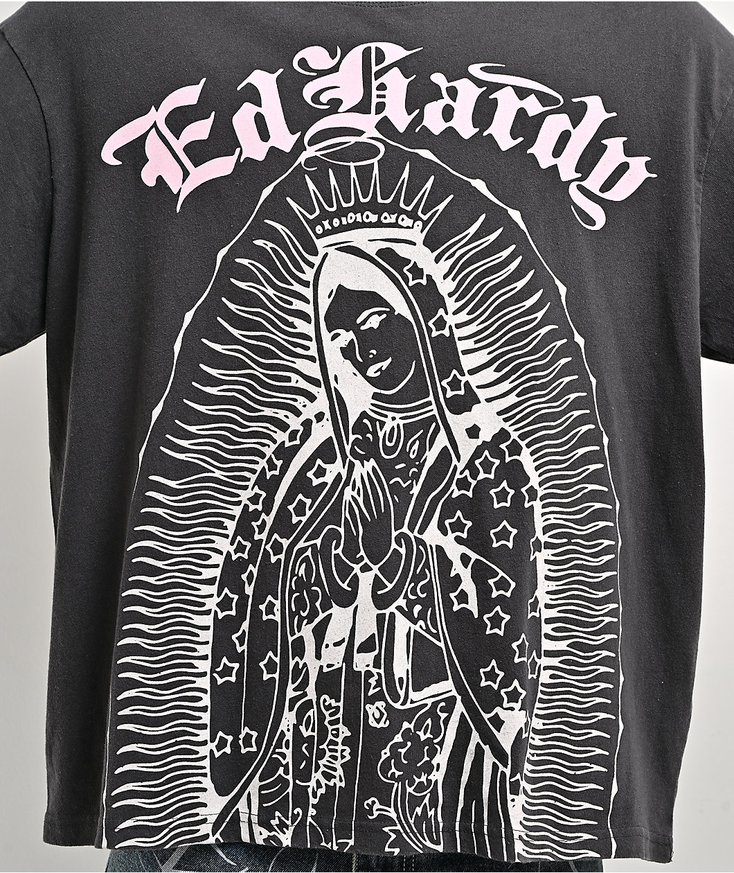 Ed Hardy Mary Grey & White 2fer Long Sleeve T-Shirt