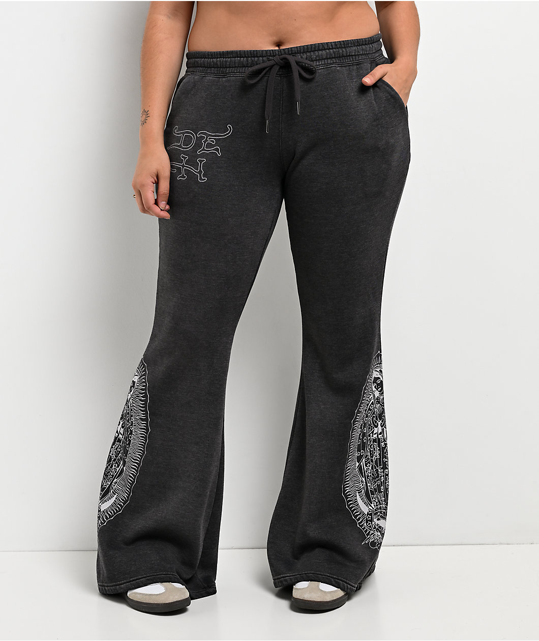 Ed Hardy Mary Mineral Grey Flare Sweatpants
