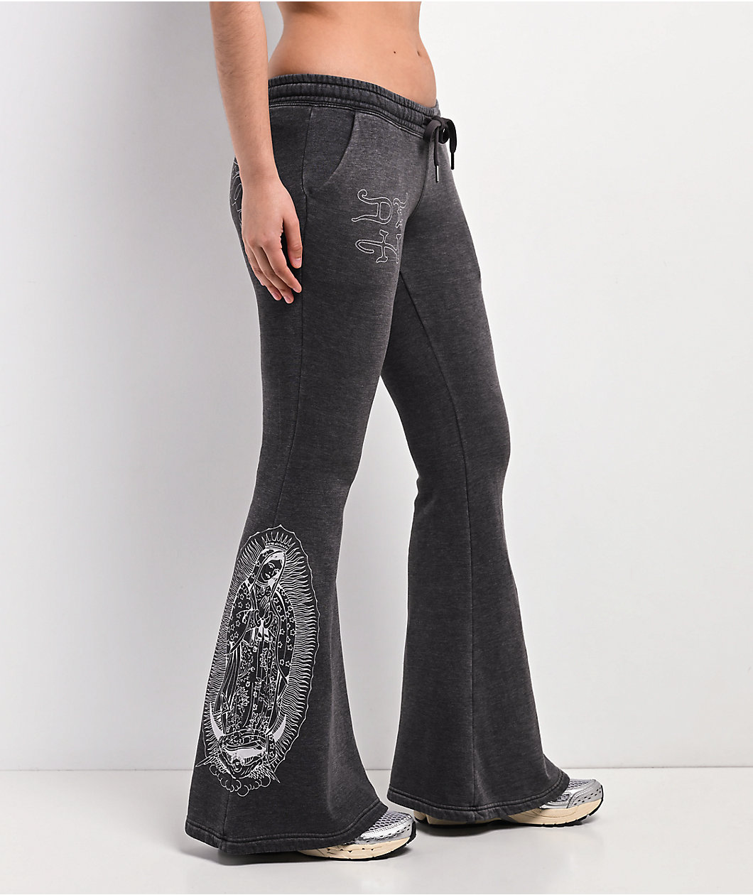 Ed Hardy Mary Mineral Grey Flare Sweatpants