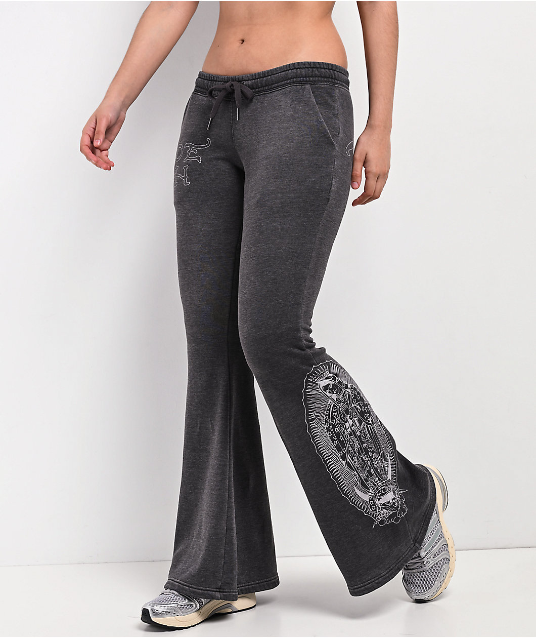 Ed Hardy Mary Mineral Grey Flare Sweatpants