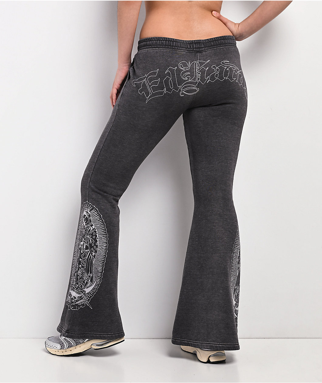 Ed Hardy Mary Mineral Grey Flare Sweatpants