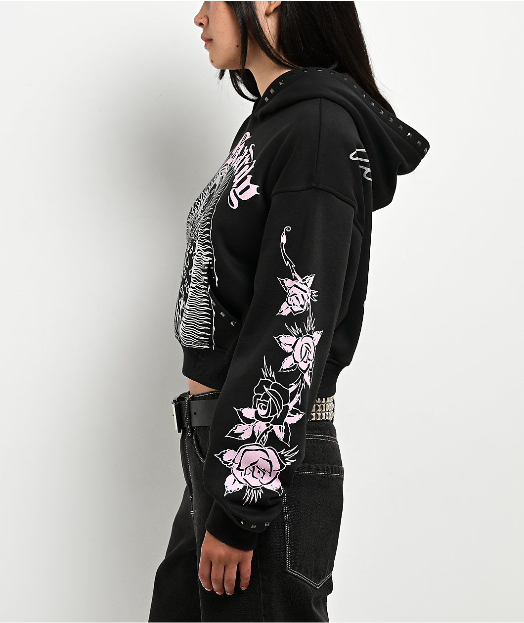 Ed Hardy Mary Studded Black Hoodie