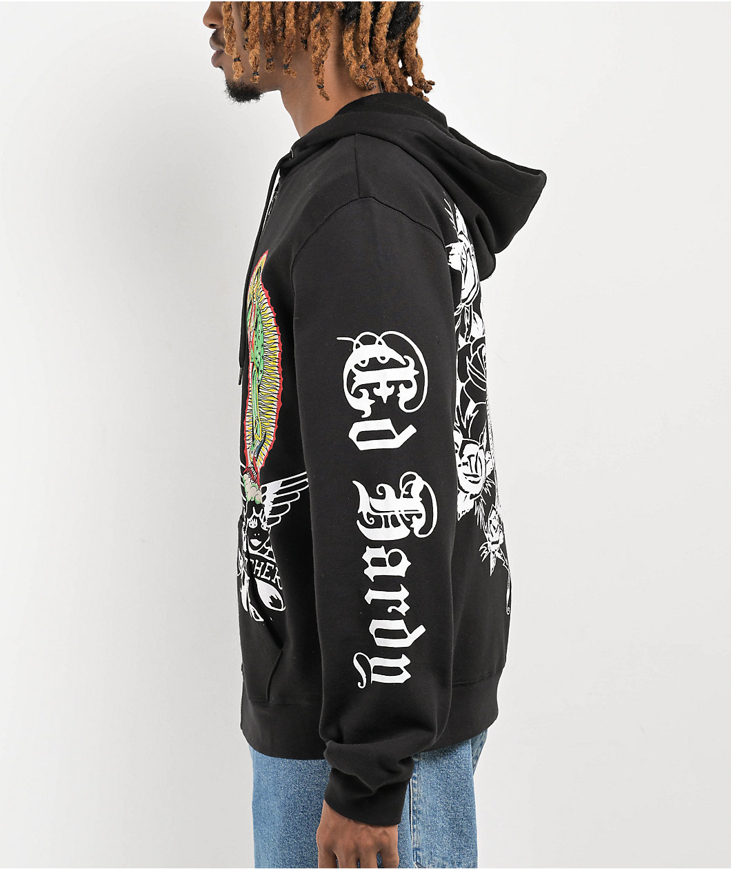 Ed Hardy Mother Mary Black Zip Hoodie