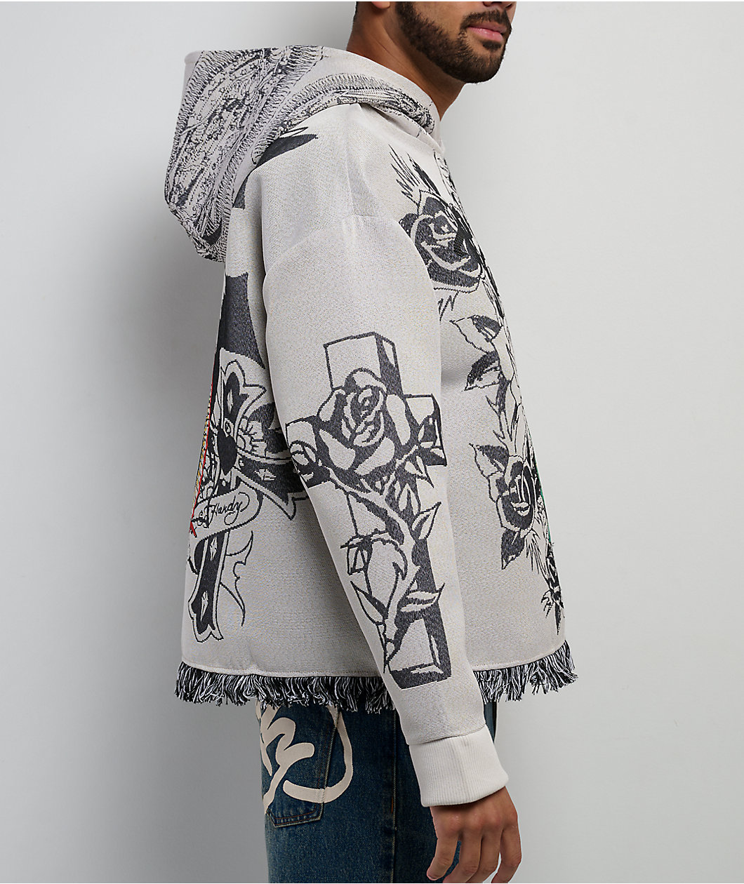 Ed Hardy Mother Of God White Tapestry Hoodie