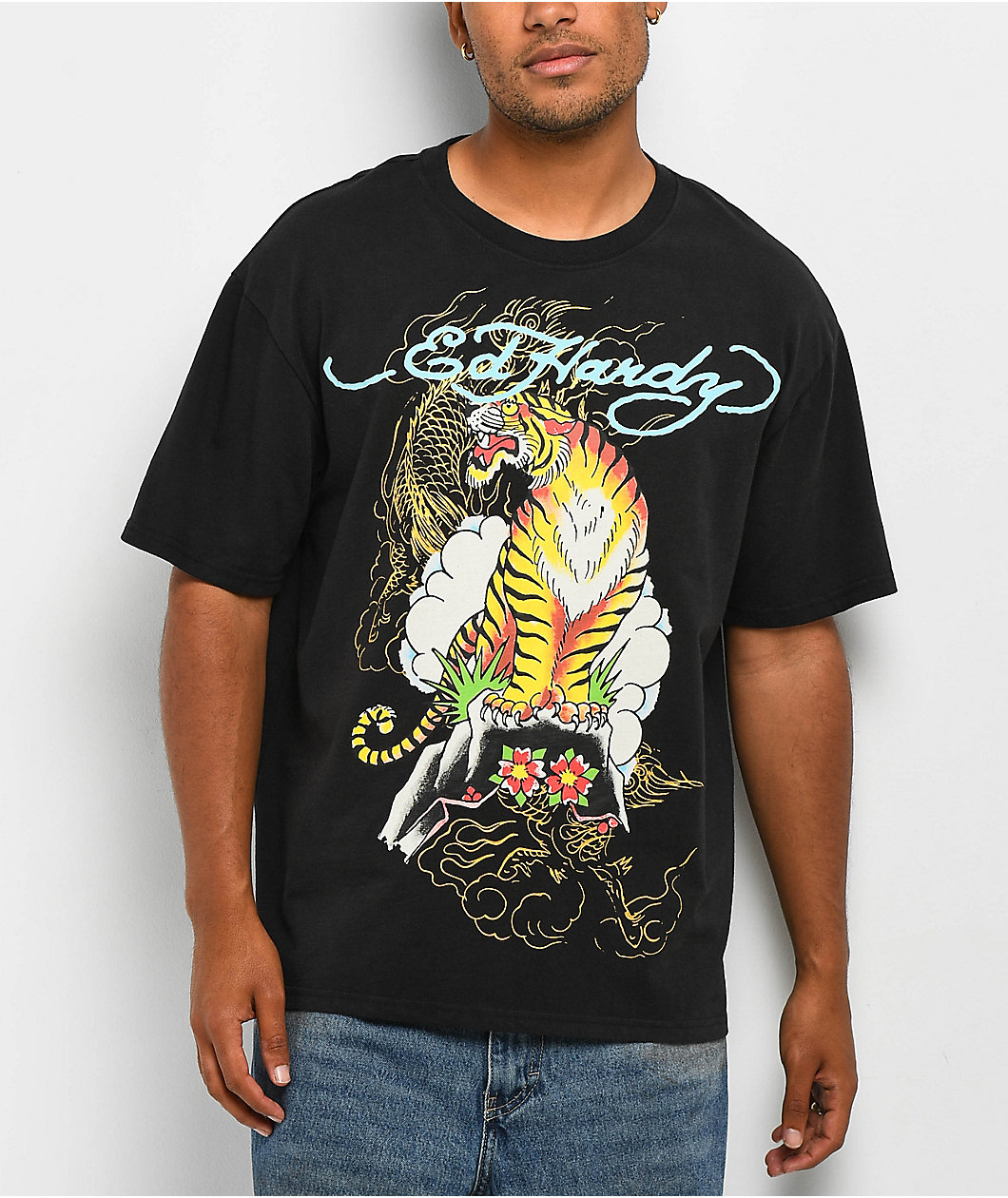 Ed Hardy Mountain Tiger Black T-Shirt