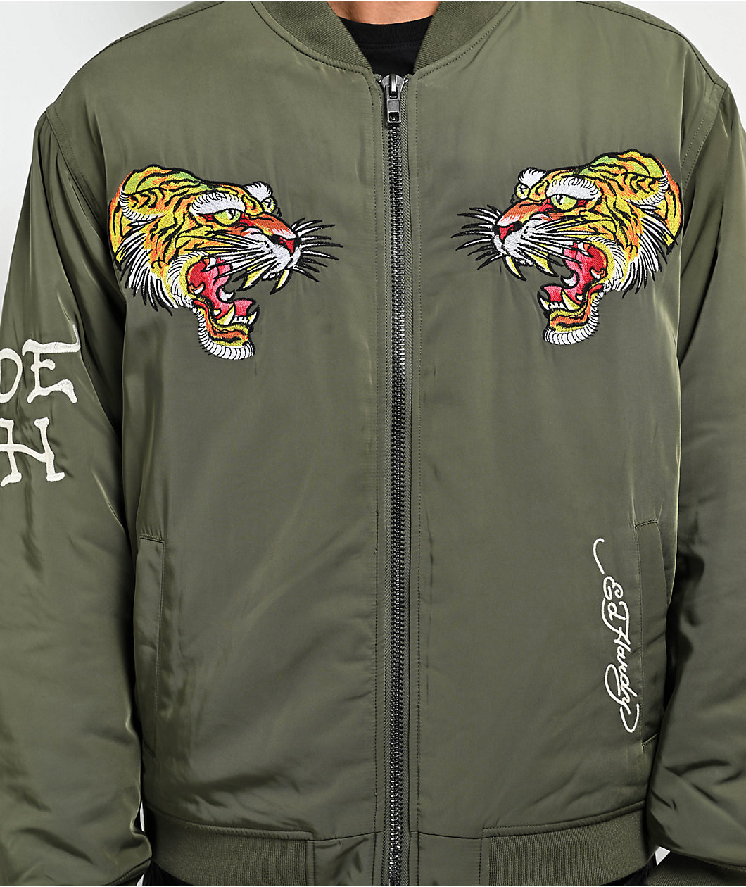 Ed Hardy NYC Skull Olive Bomber Jacket