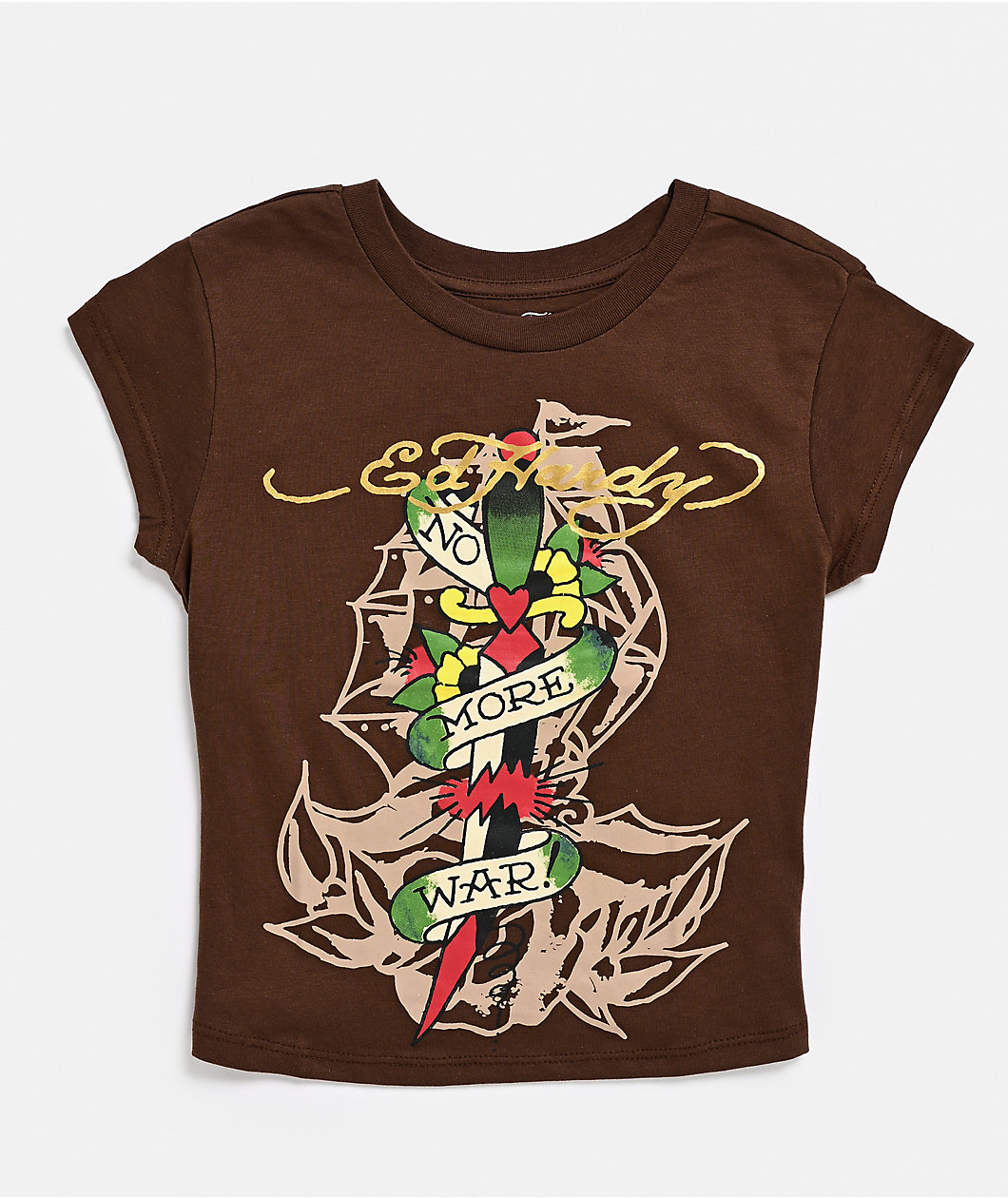 Ed Hardy No War Cocoa Crop T-Shirt