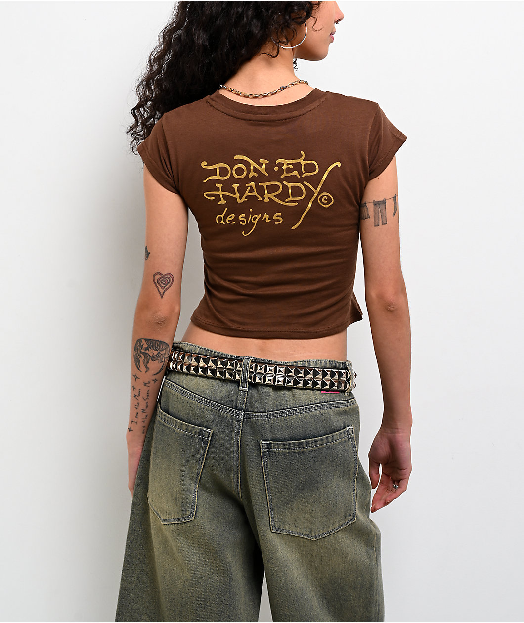 Ed Hardy No War Cocoa Crop T-Shirt